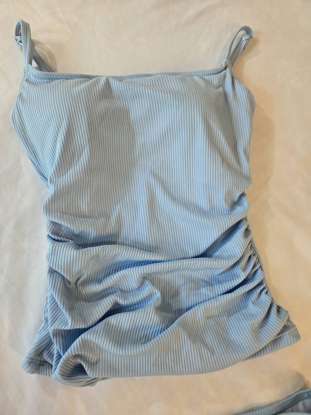 Light Blue Ribbed Two-Piece Tankini Set M - Picture 3 of 6